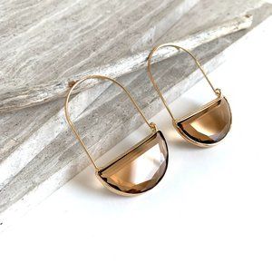 NEW~ Anthropologie Crescent Hoop Glass Earrings βLight Brown